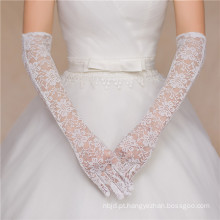 Lace appliques full-long luvas de noiva de casamento de alta qualidade